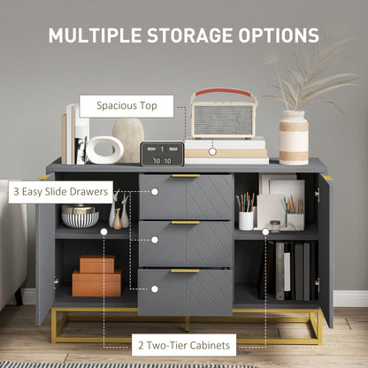 Sideboard Storage Cabinet with Adjustable Shelves, Grey