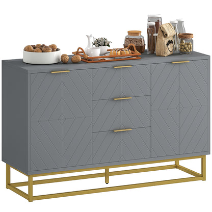 Sideboard Storage Cabinet with Adjustable Shelves, Grey