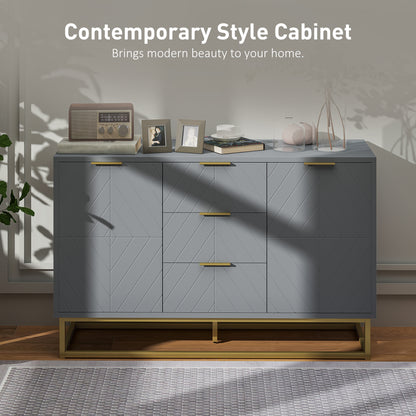 Sideboard Storage Cabinet with Adjustable Shelves, Grey