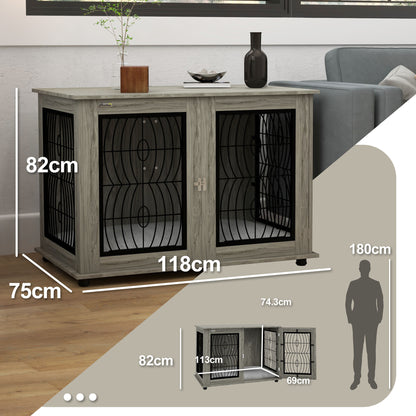Dog Crate Furniture, 44.5" End Table for Extra Large Dogs w/ Cushion