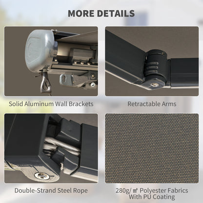 DIY Retractable Canopy with Remote Controller for Patio, Light Grey