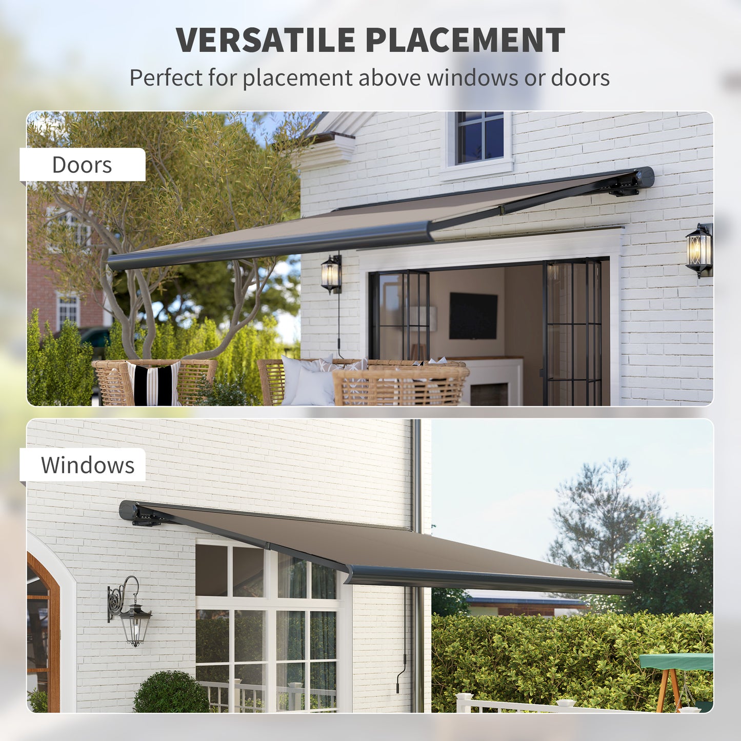 DIY Retractable Canopy with Remote Controller for Patio, Light Grey