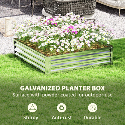 Raised Garden Bed Metal Patio Backyard Flower Planter, Silver Tone