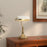 Banker's Table Lamp w/ Antique Bronze Tone Base, White