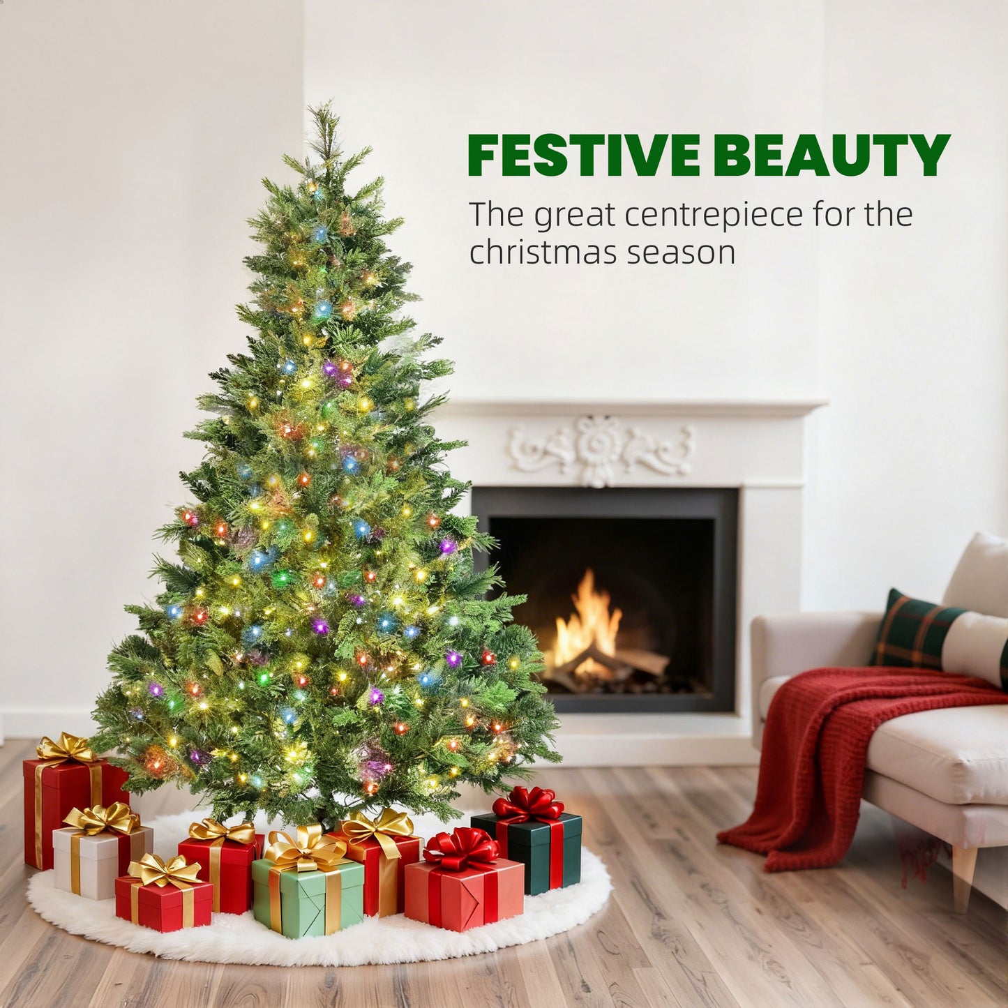 180cm Christmas Tree with Colourful DIY LEDs, Remote, Carolina Pine