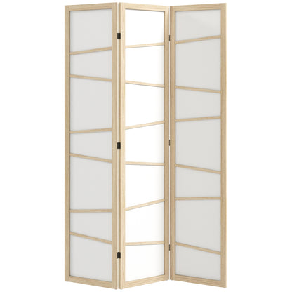 3 Panel Room Divider, Wooden Folding Privacy Screen, Freestanding Wall Partition Separator for Bedroom, Natural Wood Finish