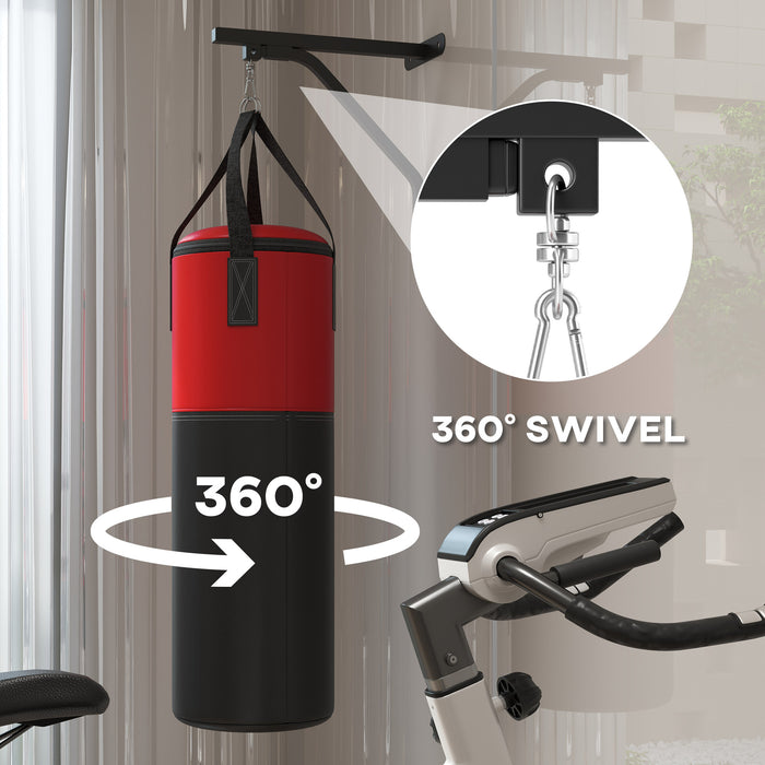 Unfilled Punching Bag Set with Boxing Bag Bracket, Heavy Bag with Boxing Gloves, Hand Wraps and 360° Swivel Hook