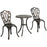 3 Piece Garden Bistro Set Aluminium Outdoor Furniture Set for 2 Patio Chairs and Table with Umbrella Hole Bronze Tone