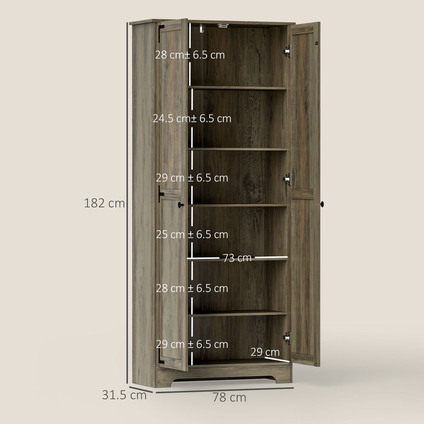 Farmhouse Kitchen Cupboard, Kitchen Cabinet, Grey Wood-Effect