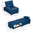 Convertible Chair Bed w/ Padding Seat, 3-in-1 Multi-Functional Sleeper Chair Bed, Recliner w/ Adjustable Backrest, Wheels and Pillow, Blue