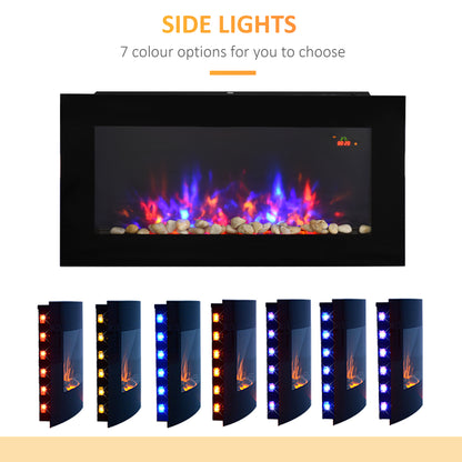 1000W/2000W LED Electric Fireplace Automatic Function Remote Timer Safe