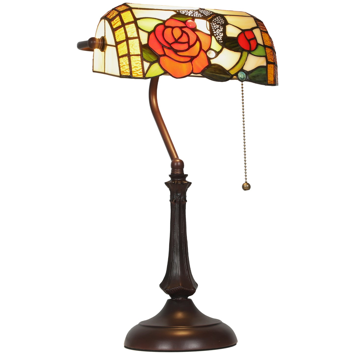Tiffany-Style Stained Glass Table Lamp, Handcrafted Antique Bedside