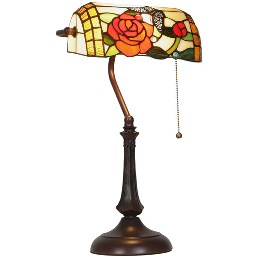 Tiffany-Style Stained Glass Table Lamp, Handcrafted Antique Bedside