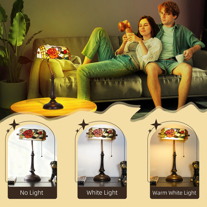 Tiffany-Style Stained Glass Table Lamp, Handcrafted Antique Bedside