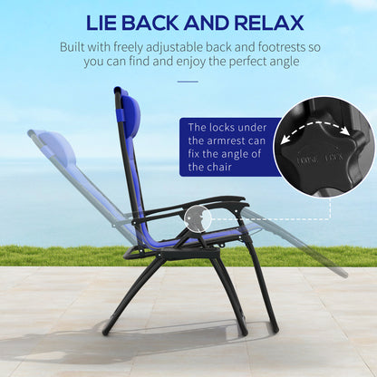 2 Pcs Zero Gravity Lounger Folding Recliner Chair w/ Cup Holder