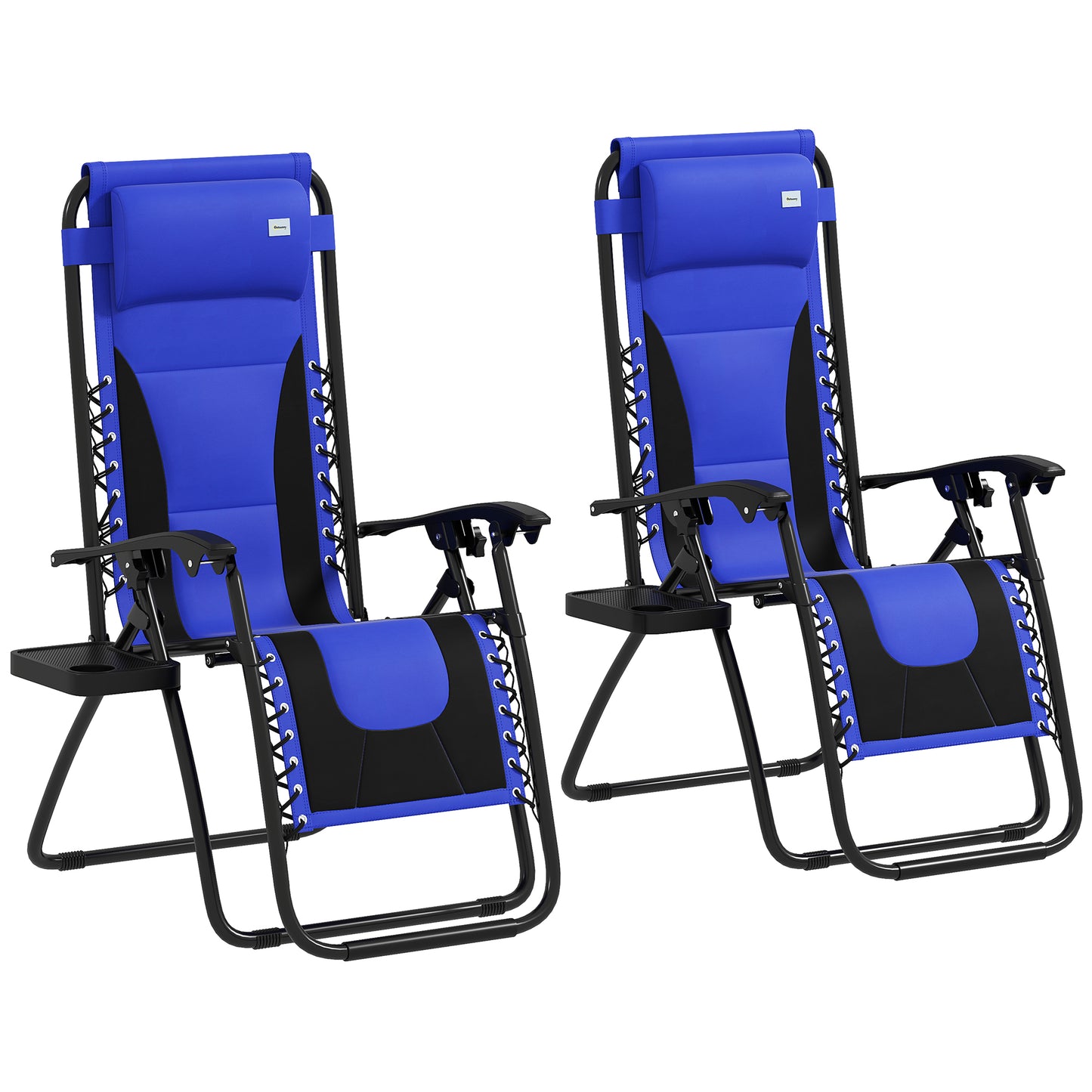 2 Pcs Zero Gravity Lounger Folding Recliner Chair w/ Cup Holder