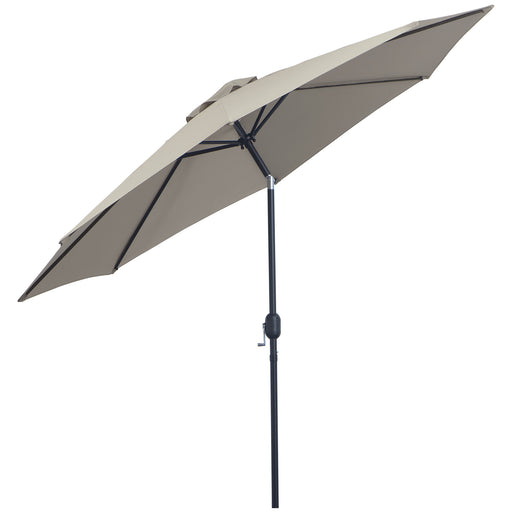 3(m) Tilting Parasol Garden Umbrellas, Outdoor Sun Shade with 8 Ribs, Tilt and Crank Handle for Balcony, Bench, Garden, Grey