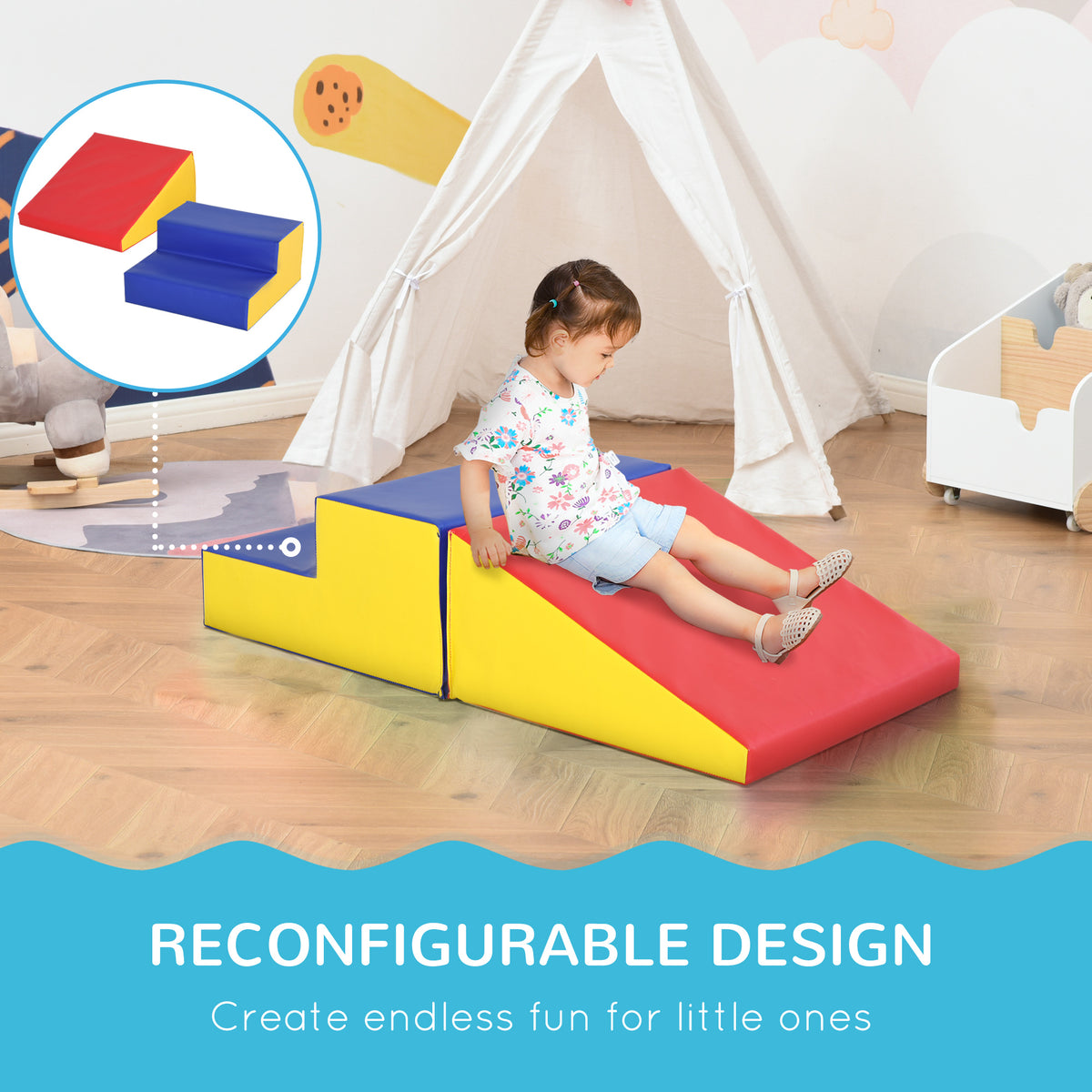2-Piece Soft Playset for Toddlers, Climb, Crawl, Red
