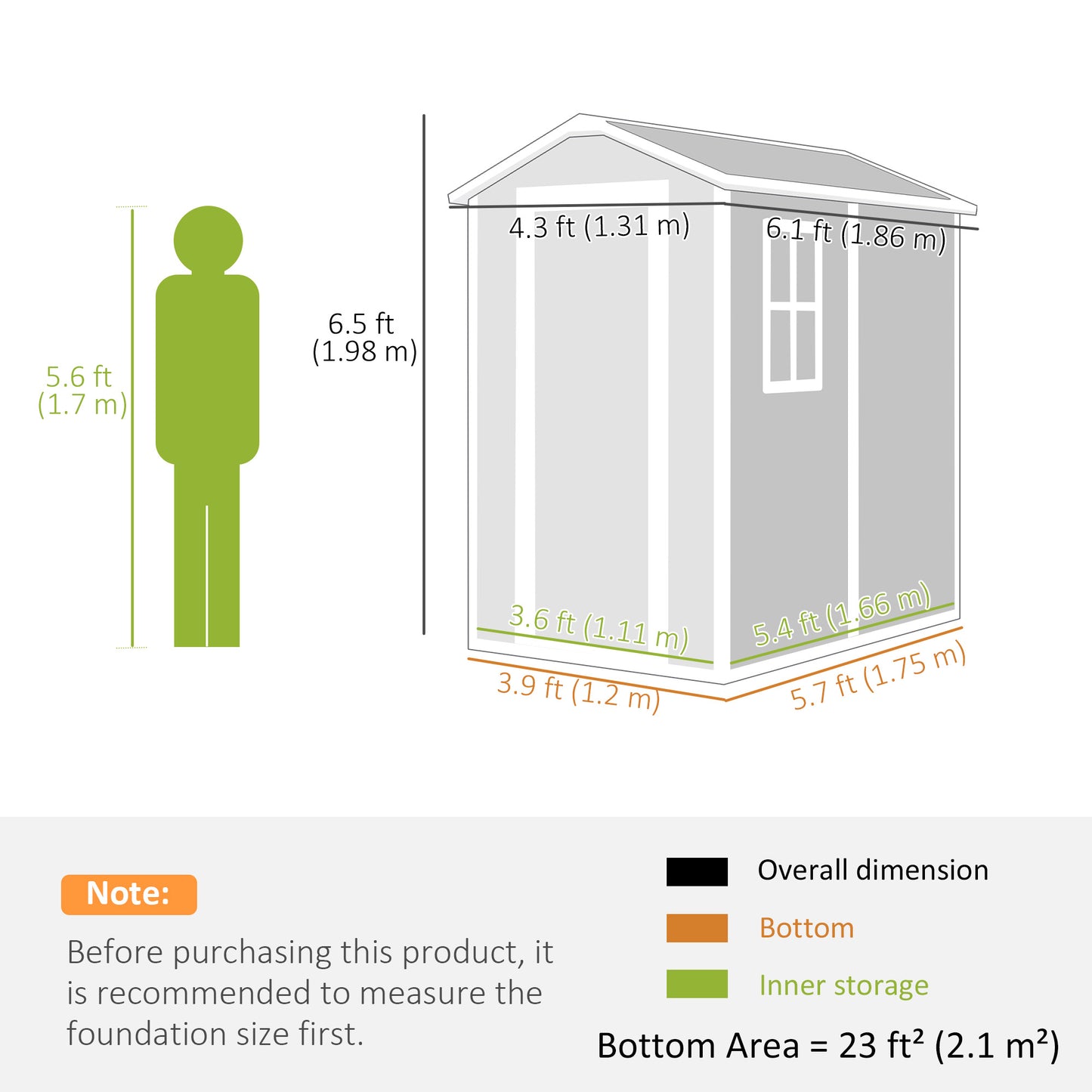 4 x 6ft Plastic Garden Shed with Floor, Window and Lockable Door