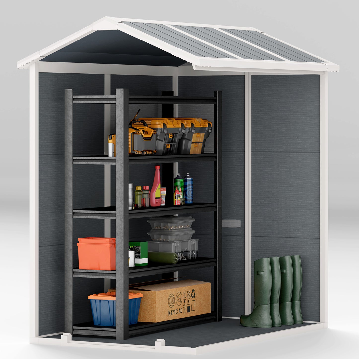4 x 6ft Plastic Garden Shed with Floor, Window and Lockable Door