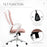 High-Back Office Chair, Elastic Desk Chair with Armrests, Tilt Function, Adjustable Seat Height, Pink