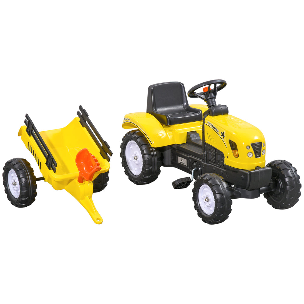 Pedal Go Kart Ride on Tractor w/ Shovel & Rake Four Wheels Child Toy