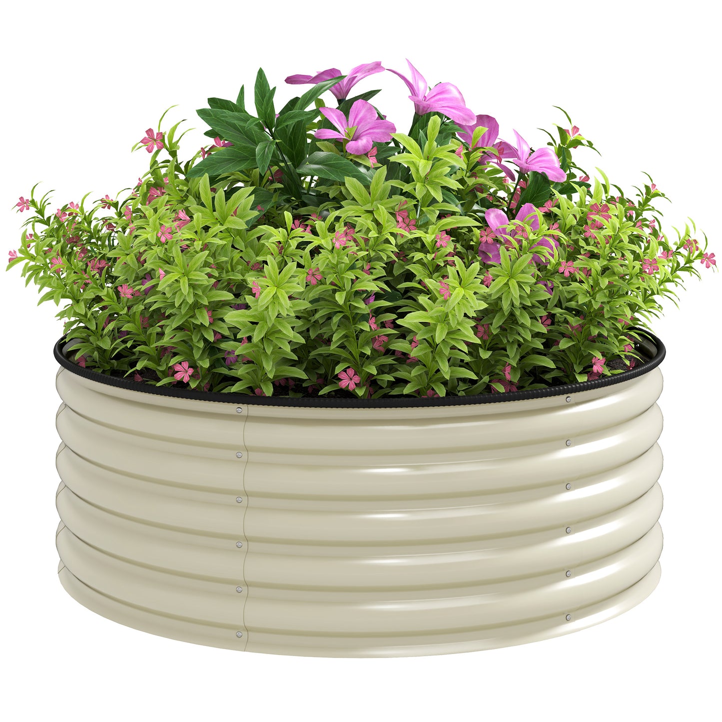 Galvanised Planter with Gloves, 120 x 120 x 43cm, Cream White