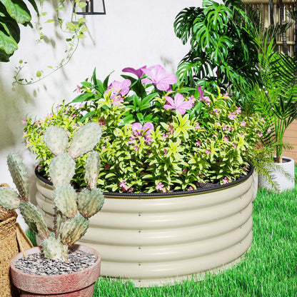 Galvanised Planter with Gloves, 120 x 120 x 43cm, Cream White