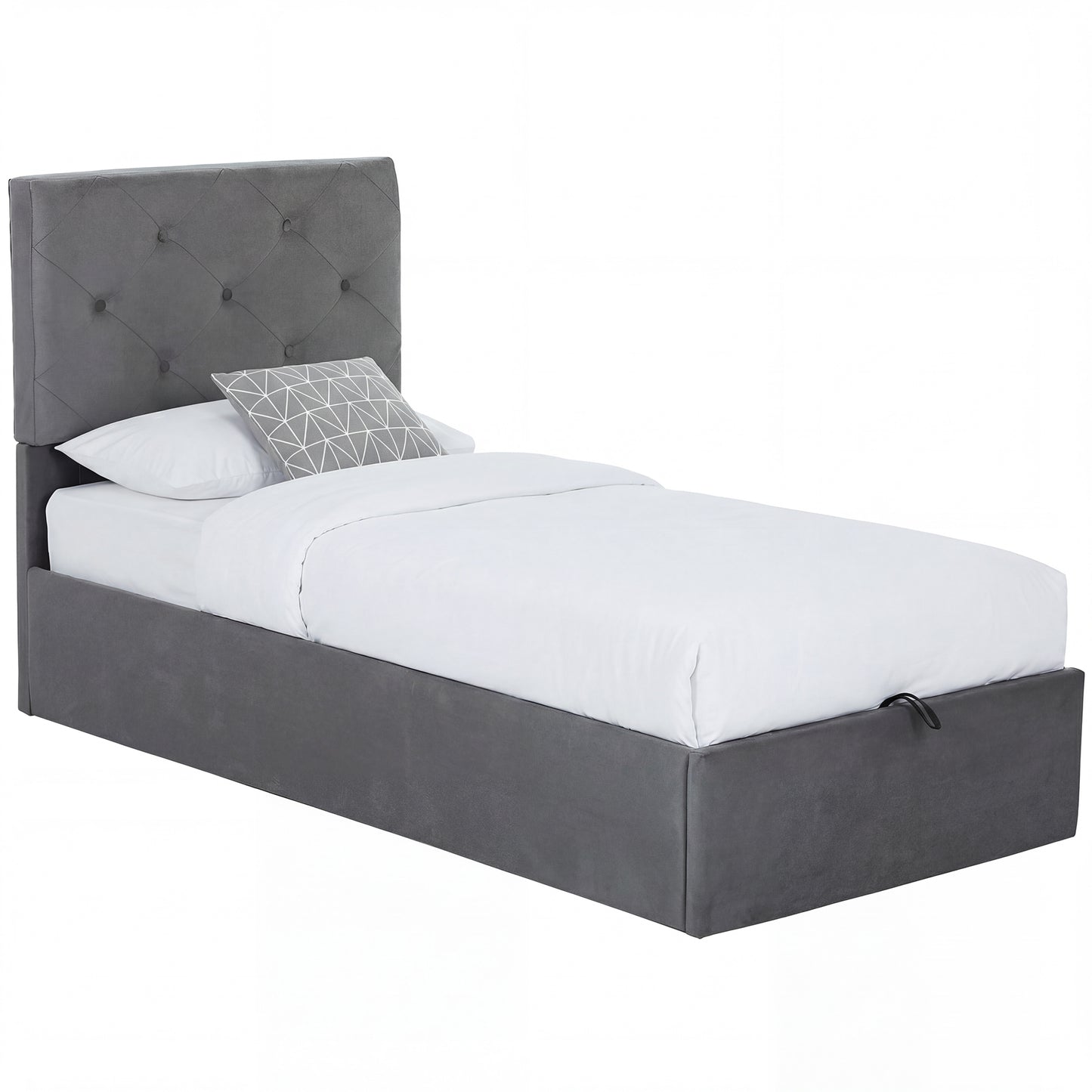 Single Bed Frame Gas Side Lift Under Bed Storage Dark Grey