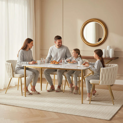 Upholstered Kitchen Chairs Set of 2 with Wrap-around Backrest, Cream