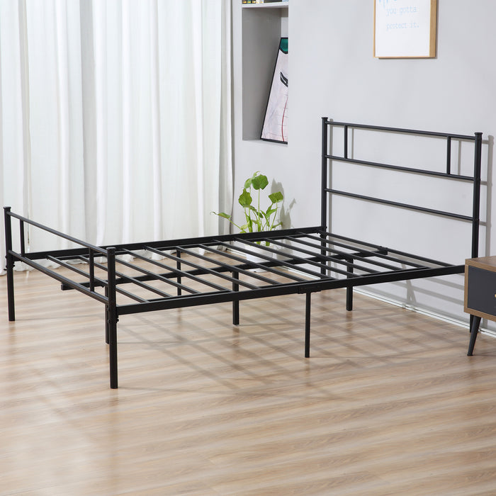 King Size Metal Bed Frame, Solid Bedstead Base with Headboard and Footboard, Metal Slat Support and Underbed Storage Space, Bedroom Furniture