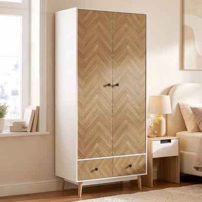 Cabinet Wood-Effect Sticker Surface with 2 Storage Shelves, White