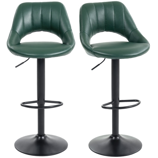 Barstools Set of 2, Dining Stools with Backrest and Footrest