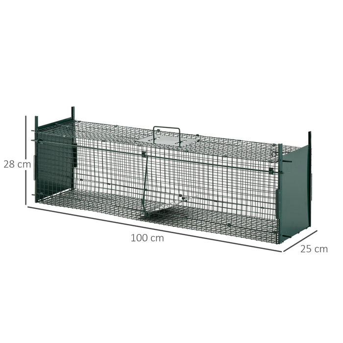 2-Door Humane Live Trap for Small Animals, Animal Trap for Rat Mise Mink Rabbit Raccoon Gopher Squirrel, Green