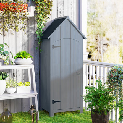 Wooden Small Garden Shed with 3 Shelves and Tilt Roof Grey