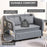 2 Seater Sofa Bed, Pull Out Sofa Bed with Pillows and Side Pockets, Convertible Sleeper Couch for Living Room, Grey