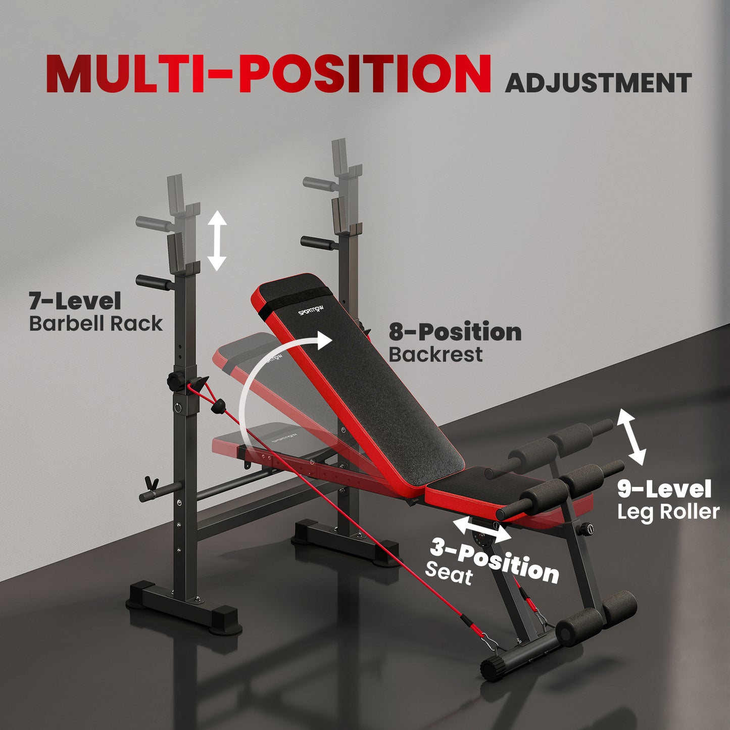 Adjustable Weight Bench with Rack and Dip Stand 420KG Capacity