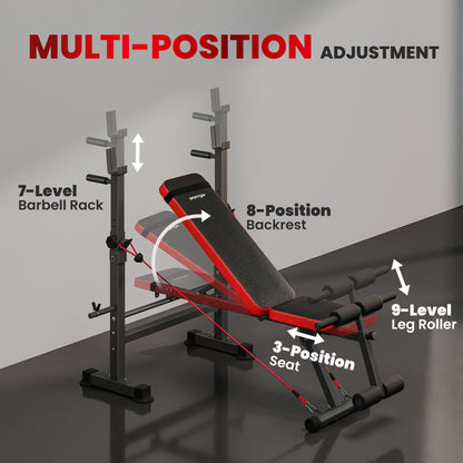 Adjustable Weight Bench with Rack and Dip Stand 420KG Capacity