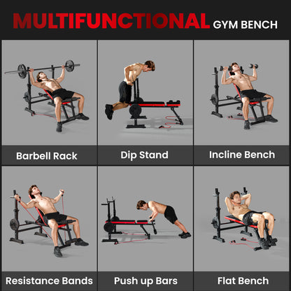 Adjustable Weight Bench with Rack and Dip Stand 420KG Capacity