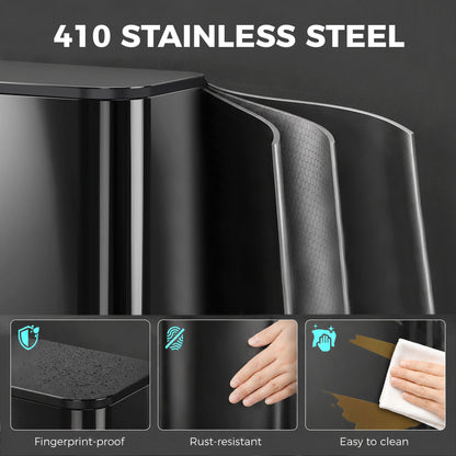 50L Kitchen Bin, Metal Rectangular Pedal Trash Bin, High Gloss Black