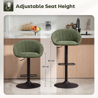 Swivel Bar Stools Set of 2 Height Adjustable Bar Chairs Dark Green