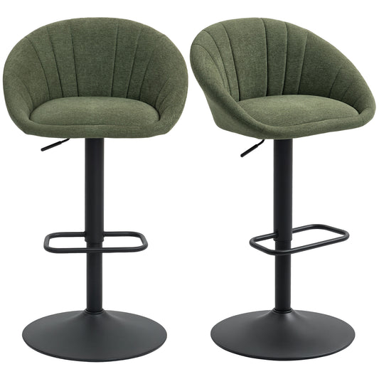 Swivel Bar Stools Set of 2 Height Adjustable Bar Chairs Dark Green