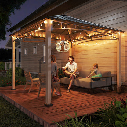 3 x 3(m) Hardtop Gazebo with Metal Roof and Wood Grain Frame