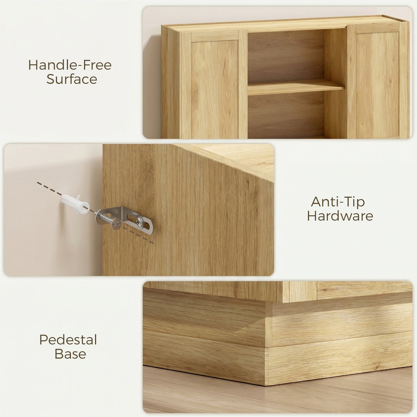 Sideboard Buffet Cabinet, Modern Farmhouse Storage Cabinet, Natural