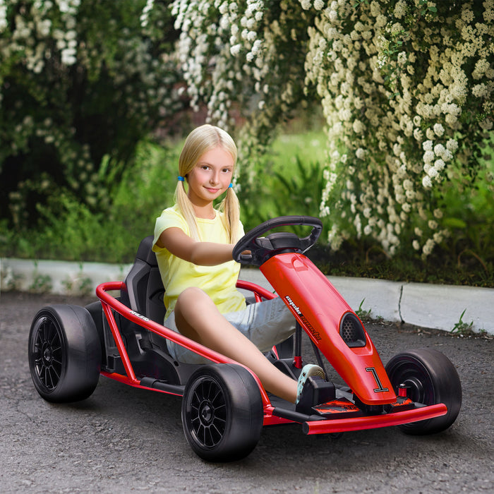 24V Electric Go Kart for Kids with Music, Horn Honking, Slow Start