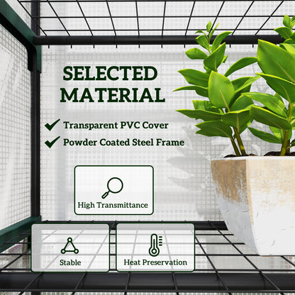 5 Tier Mini Greenhouse Grow House w/ Roll Up Door, White/Grey