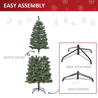 5FT Prelit Pencil Christmas Tree w/ LED Light, Berry, Xmas Decoration
