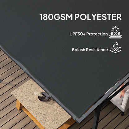 2.4 x 2.4 m Wall Mounted Pergola Gazebo, UPF30+, Dark Grey