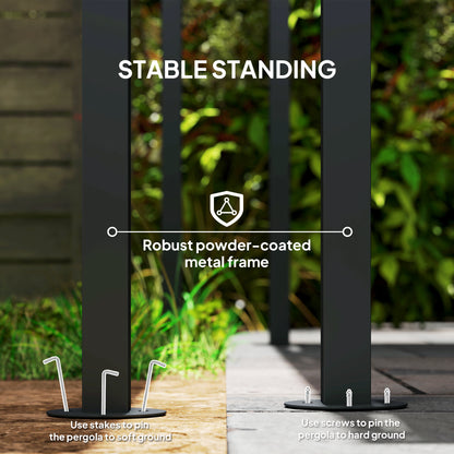 2.4 x 2.4 m Wall Mounted Pergola Gazebo, UPF30+, Dark Grey