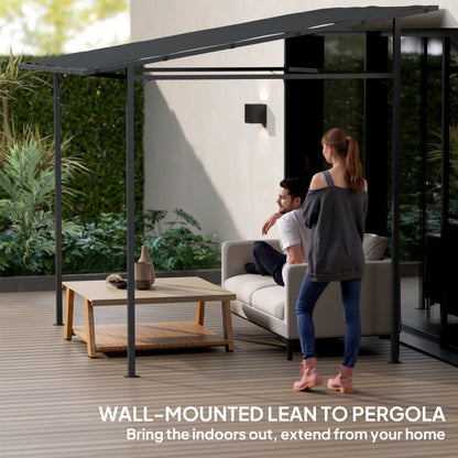 2.4 x 2.4 m Wall Mounted Pergola Gazebo, UPF30+, Dark Grey